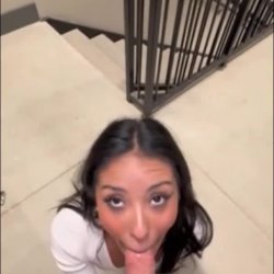 Latina Teen Deepthroat Blowjob While Parents Are Inside